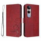 For vivo V50 Lite 5G / 4G Litter Panda Embossing RFID Leather Phone Case with Lanyard(Wine Red) - 2