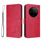 For vivo X100s Litter Panda Embossing RFID Leather Phone Case with Lanyard(Rose Red) - 2