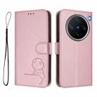 For vivo X200 Pro mini Litter Panda Embossing RFID Leather Phone Case with Lanyard(Pink) - 2