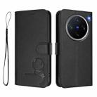 For vivo X200 Pro mini Litter Panda Embossing RFID Leather Phone Case with Lanyard(Black) - 2