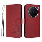 For vivo X200 Pro mini Litter Panda Embossing RFID Leather Phone Case with Lanyard(Wine Red) - 2
