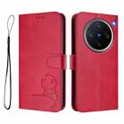 For vivo X200 Pro mini Litter Panda Embossing RFID Leather Phone Case with Lanyard(Rose Red) - 2