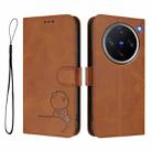 For vivo X200 Pro mini Litter Panda Embossing RFID Leather Phone Case with Lanyard(Brown) - 2