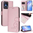 For vivo Y02A / Y02 / Y11 2023 / Y02t Litter Panda Embossing RFID Leather Phone Case with Lanyard(Pink) - 1