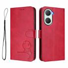 For vivo Y03 / Y18 India / Y28s Litter Panda Embossing RFID Leather Phone Case with Lanyard(Rose Red) - 2