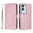 For vivo Y19s 4G / Y29 5G Litter Panda Embossing RFID Leather Phone Case with Lanyard(Pink) - 2