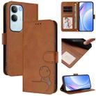 For vivo Y19s 4G / Y29 5G Litter Panda Embossing RFID Leather Phone Case with Lanyard(Brown) - 1