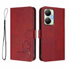 For vivo Y27 4G Litter Panda Embossing RFID Leather Phone Case with Lanyard(Wine Red) - 2