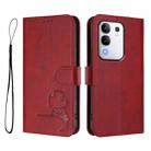 For vivo Y29 4G / T4x / Y300t / iQOO Z10x Litter Panda Embossing RFID Leather Phone Case with Lanyard(Wine Red) - 2