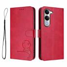 For vivo Y29s 5G / Y04 5G Litter Panda Embossing RFID Leather Phone Case with Lanyard(Rose Red) - 2