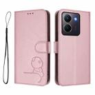 For vivo Y36 5G / 4G / India Litter Panda Embossing RFID Leather Phone Case with Lanyard(Pink) - 2