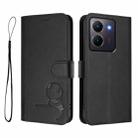 For vivo Y36 5G / 4G / India Litter Panda Embossing RFID Leather Phone Case with Lanyard(Black) - 2