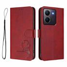 For vivo Y36 5G / 4G / India Litter Panda Embossing RFID Leather Phone Case with Lanyard(Wine Red) - 2