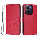 For vivo Y36 5G / 4G / India Litter Panda Embossing RFID Leather Phone Case with Lanyard(Rose Red) - 2