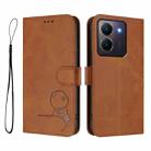 For vivo Y36 5G / 4G / India Litter Panda Embossing RFID Leather Phone Case with Lanyard(Brown) - 2