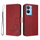 For vivo Y56 / Y16 / Y02s Litter Panda Embossing RFID Leather Phone Case with Lanyard(Wine Red) - 2