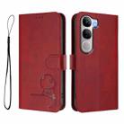 For vivo Y300 / V40 Lite 5G IDN Litter Panda Embossing RFID Leather Phone Case with Lanyard(Wine Red) - 2