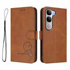 For vivo Y300 / V40 Lite 5G IDN Litter Panda Embossing RFID Leather Phone Case with Lanyard(Brown) - 2