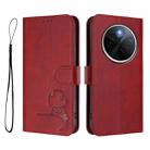 For vivo Y300 Pro+ / T4 / iQOO Z10 Litter Panda Embossing RFID Leather Phone Case with Lanyard(Wine Red) - 2