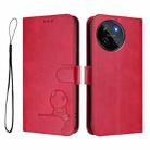For Realme 11 4G Litter Panda Embossing RFID Leather Phone Case with Lanyard(Rose Red) - 2