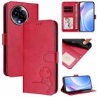 For Realme 11 5G / 11x / C67 5G India Litter Panda Embossing RFID Leather Phone Case with Lanyard(Rose Red) - 1