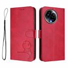 For Realme 11 5G / 11x / C67 5G India Litter Panda Embossing RFID Leather Phone Case with Lanyard(Rose Red) - 2