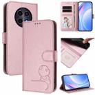 For Realme 12 5G / 12x Global / 12x India Litter Panda Embossing RFID Leather Phone Case with Lanyard(Pink) - 1