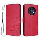 For Realme 12 5G / 12x Global / 12x India Litter Panda Embossing RFID Leather Phone Case with Lanyard(Rose Red) - 2