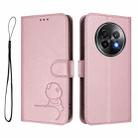 For Realme 13+ Litter Panda Embossing RFID Leather Phone Case with Lanyard(Pink) - 2