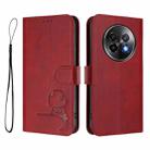 For Realme 13+ Litter Panda Embossing RFID Leather Phone Case with Lanyard(Wine Red) - 2