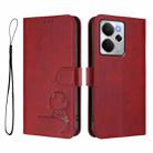 For Realme 14 / P3 / 14T 5G Litter Panda Embossing RFID Leather Phone Case with Lanyard(Wine Red) - 2