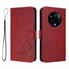 For Realme 14 Pro+ Litter Panda Embossing RFID Leather Phone Case with Lanyard(Wine Red) - 2