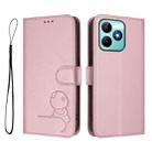 For Realme C53 / C51 / C53 India Litter Panda Embossing RFID Leather Phone Case with Lanyard(Pink) - 2