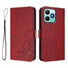 For Realme C53 / C51 / C53 India Litter Panda Embossing RFID Leather Phone Case with Lanyard(Wine Red) - 2