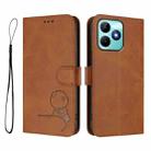 For Realme C53 / C51 / C53 India Litter Panda Embossing RFID Leather Phone Case with Lanyard(Brown) - 2