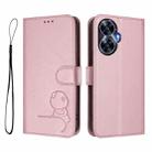 For Realme C55 / Narzo N55 Litter Panda Embossing RFID Leather Phone Case with Lanyard(Pink) - 2