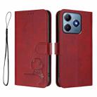 For Realme C63 4G / C61 / C61 India Litter Panda Embossing RFID Leather Phone Case with Lanyard(Wine Red) - 2