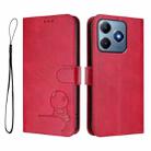 For Realme C63 4G / C61 / C61 India Litter Panda Embossing RFID Leather Phone Case with Lanyard(Rose Red) - 2