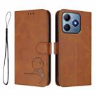 For Realme C63 4G / C61 / C61 India Litter Panda Embossing RFID Leather Phone Case with Lanyard(Brown) - 2