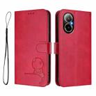 For Realme C67 4G / 12 Lite 4G Litter Panda Embossing RFID Leather Phone Case with Lanyard(Rose Red) - 2