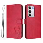 For Realme C71 4G Litter Panda Embossing RFID Leather Phone Case with Lanyard(Rose Red) - 2