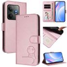 For Realme GT 6T 5G / GT 6 5G Global Litter Panda Embossing RFID Leather Phone Case with Lanyard(Pink) - 1