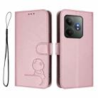 For Realme GT 6T 5G / GT 6 5G Global Litter Panda Embossing RFID Leather Phone Case with Lanyard(Pink) - 2