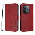 For Realme GT 6T 5G / GT 6 5G Global Litter Panda Embossing RFID Leather Phone Case with Lanyard(Wine Red) - 2