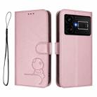 For Realme GT5 240W / GT5 Litter Panda Embossing RFID Leather Phone Case with Lanyard(Pink) - 2