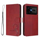For Realme GT5 240W / GT5 Litter Panda Embossing RFID Leather Phone Case with Lanyard(Wine Red) - 2