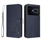 For Realme GT5 240W / GT5 Litter Panda Embossing RFID Leather Phone Case with Lanyard(Blue) - 2