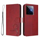 For Realme GT7 5G India Litter Panda Embossing RFID Leather Phone Case with Lanyard(Wine Red) - 2