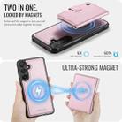 For Samsung Galaxy S25+ 5G JEEHOOD J09 Buckle Card Bag MagSafe Magnetic Style RFID Leather Phone Case(Pink) - 3