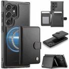 For Samsung Galaxy S25 Ultra 5G JEEHOOD J09 Buckle Card Bag MagSafe Magnetic Style RFID Leather Phone Case(Black) - 1